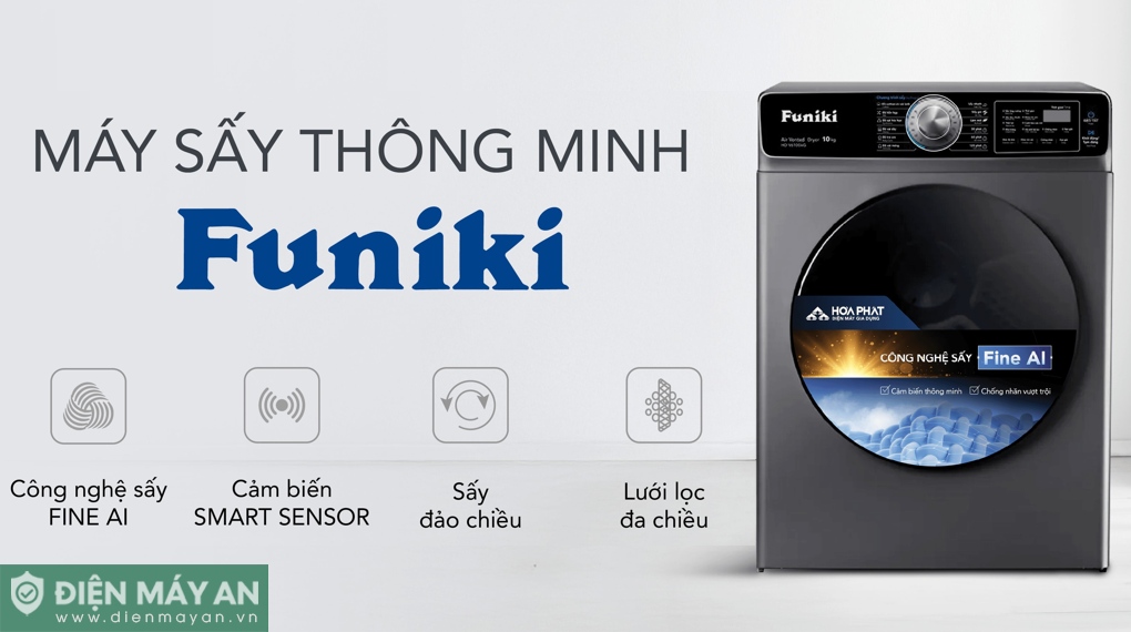Máy sấy thông hơi Funiki 10 kg HD V6100AG
